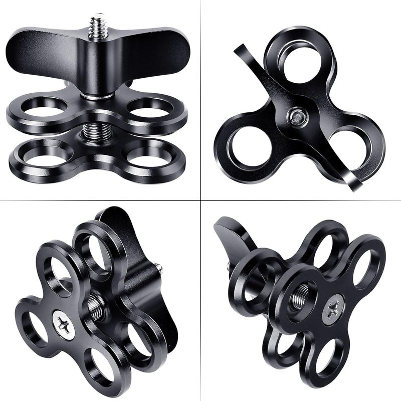 LetonPower 3-Hole 1" Aluminum Underwater Camera Clamp Ball Mount (2-Pack) - Underwater Bracket for Diving Light Arms & Camera Trays, Saltwater-Resistant Adapter for Scuba Photography/Videography Gear - Image 5